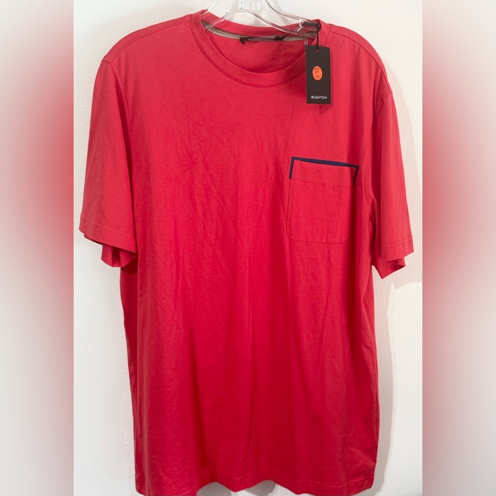 Bugatchi ruby color T-Shirt crew neck short sleeve 100% cotton NWT size L